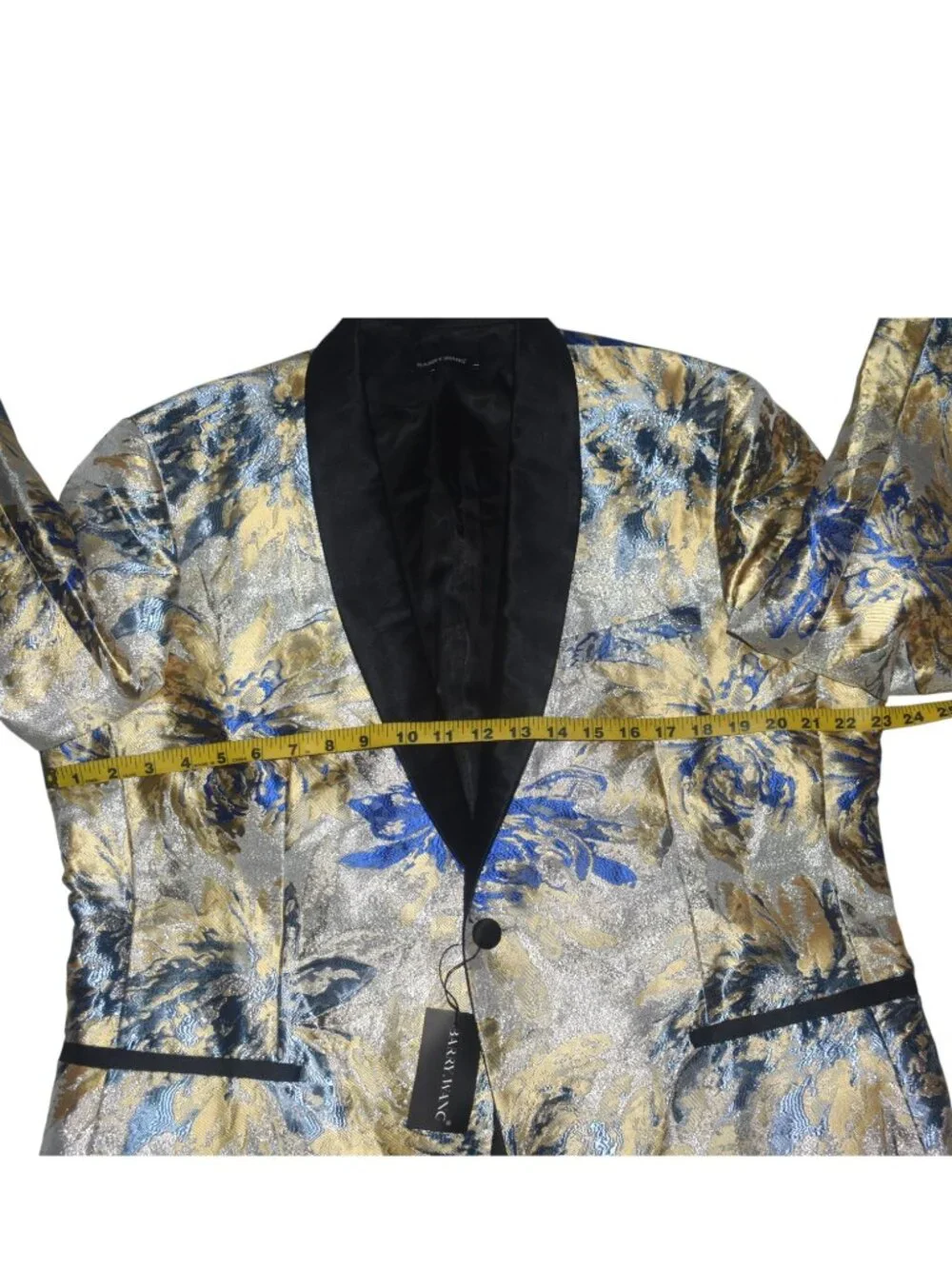 Barry Wang Metallic Floral jacquard Blazer Jacket Evening Wedding Party L